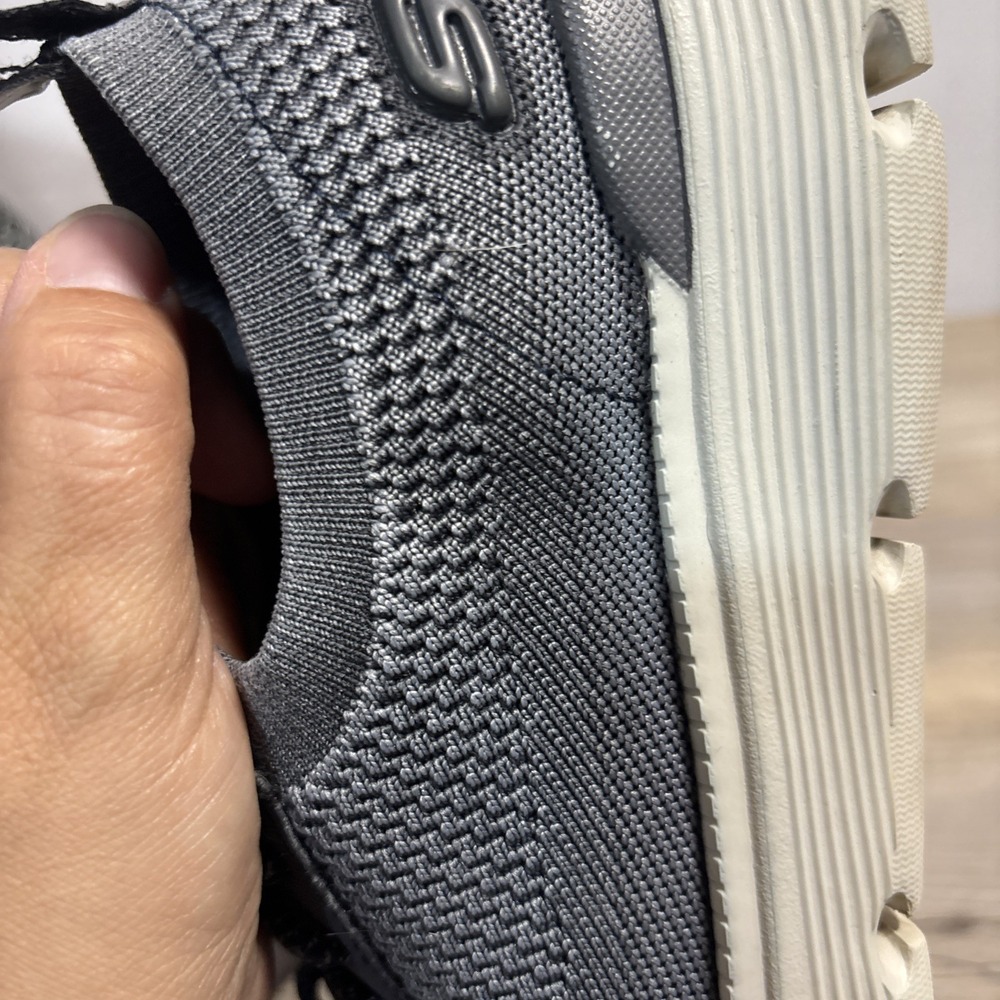 Skechers Men 7.5 Garza Alandis Sneaker Gray Blue‎ Knit Slip On Stretch Lace Shoe - Picture 15 of 15